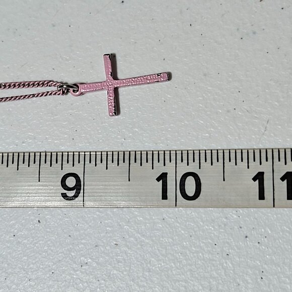 Stylish Pink Cross Pendant Necklace Religious Spiritual Fashion Jewelry Women - Picture 5 of 5